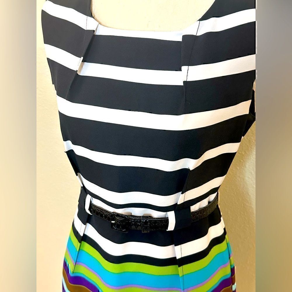 Emma & Michele Multi-Colored Striped Dress Size 6 Sheath Career Formal - Picture 2 of 4